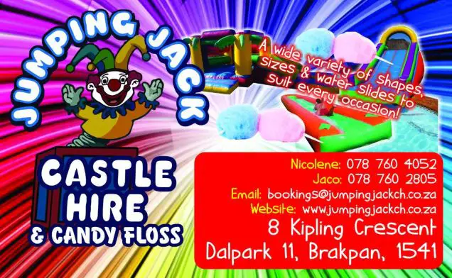 jumping Jack castle Hire business card Front